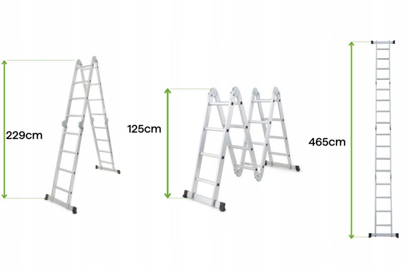 Drabina Aluminiowa Hardmaister  4x4 Składana Wielofunkcyjna Przegubowa z PODESTEM 465cm 1 szt