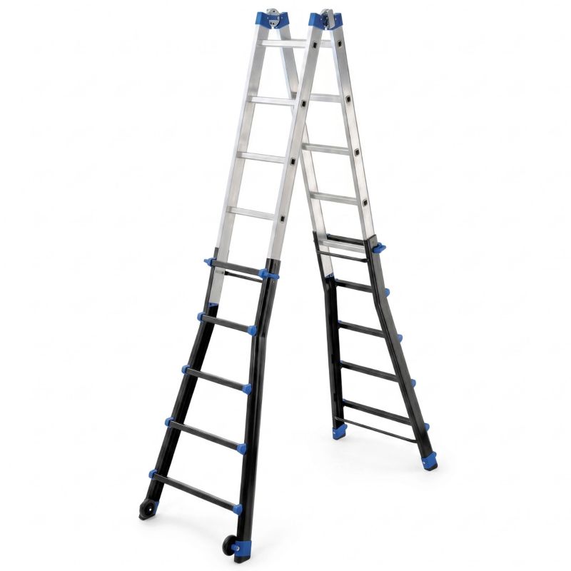 Drabina aluminiowa przegubowa teleskopowa Gierre 5x5 wielofunkcyjna na schody 150 kg 6 m EN-131 1 szt.