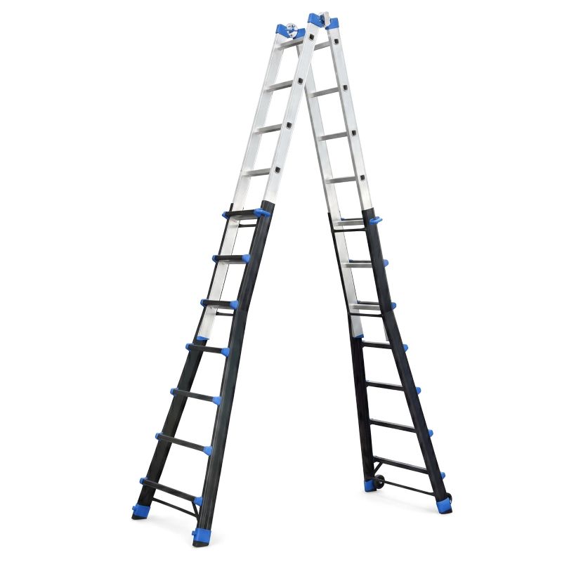 Drabina aluminiowa przegubowa teleskopowa Gierre 7x7 wielofunkcyjna na schody 150 kg 8,20 m EN-131 1 szt.