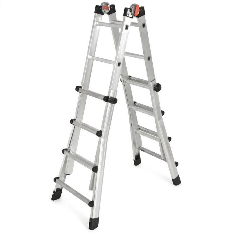 Drabina aluminiowa teleskopowa 5,2m GIERRE 4x5 na schody przegubowa 150 kg 1 szt.