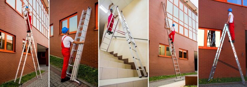 Drabina aluminiowa wielofunkcyjna z opcją ustawienia na schodach 3x11 HIGHER ML-611 + hak 1szt.
