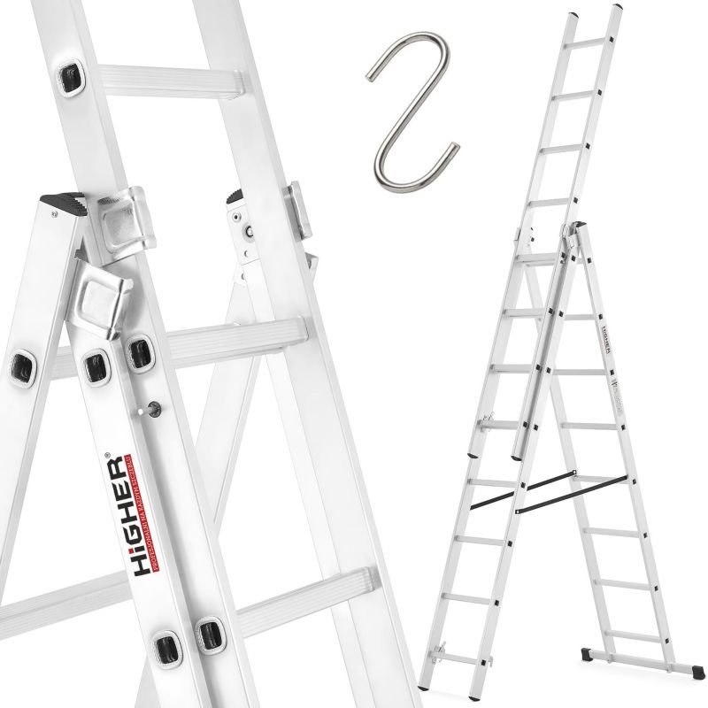 Drabina aluminiowa z opcją na schody 3x8 HIGHER 4,70m Hobby 150kg 1 szt