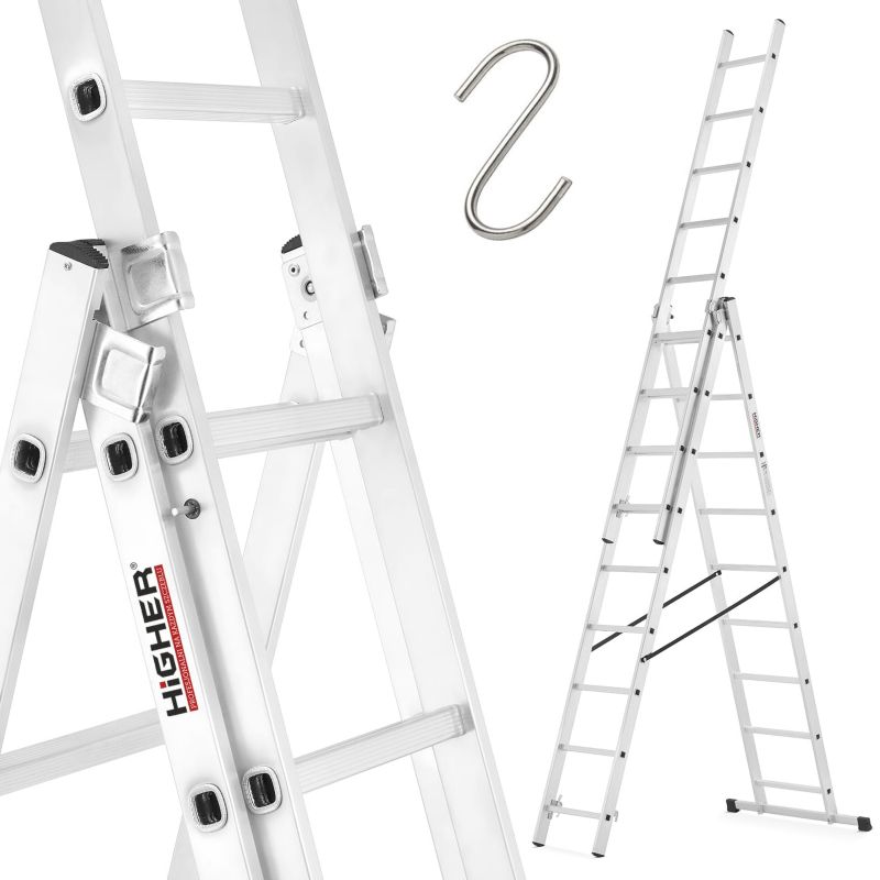 Drabina aluminiowa z opcją na schody 3x9 HIGHER 5,06m Hobby 150kg 1 szt