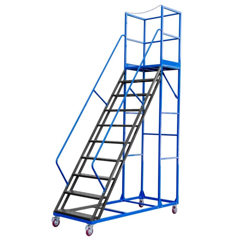 Drabina magazynowa Mega-M STANDARD 10-stopniowa przejezdna 250 cm + podest jezdny 1szt.