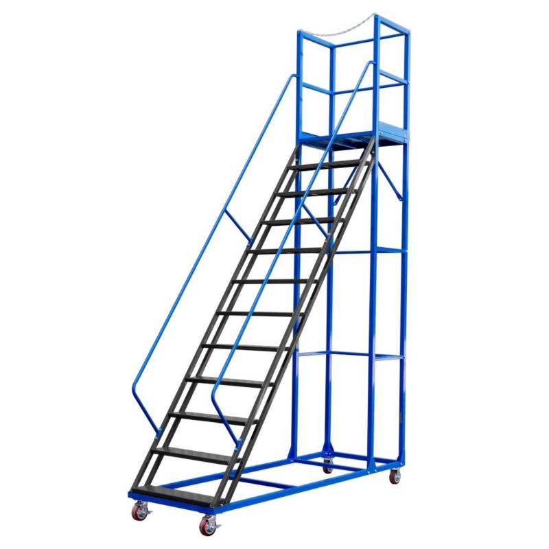 Drabina magazynowa Mega-M STANDARD 12-stopniowa przejezdna 300 cm + podest jezdny 1szt.