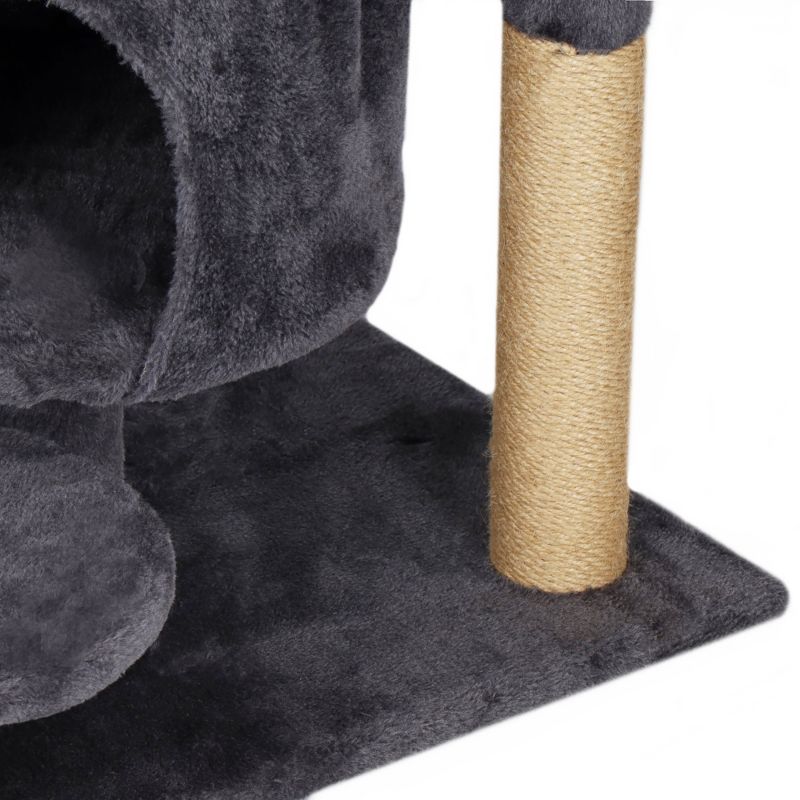 Drapak dla kota domek Springos legowisko z zabawką 5-poziomowy sizal grafitowy 1 szt.