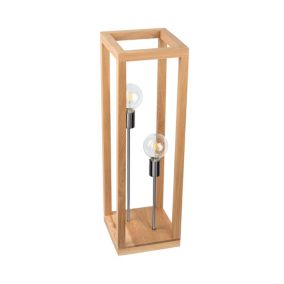 Drewniana Lampa Podłogowa  2xE27 Max.60W Dąb Olejowany FSC z Dodatkiem Chromu, Polski Producent, 1 szt.