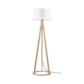 Drewniana Lampa Podłogowa SPOT Light  1xE27 Max.60W Dąb Olejowany FSC z Białą Tkaniną, Polski Producent, 1 szt.