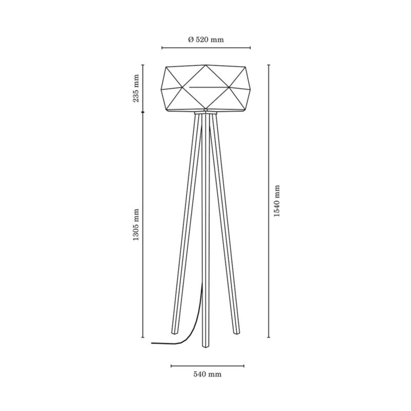 Drewniana Lampa Podłogowa SPOT Light  1xE27 Max.60W Dąb Olejowany FSC z Brązową Tkaniną, Polski Producent, 1 szt.