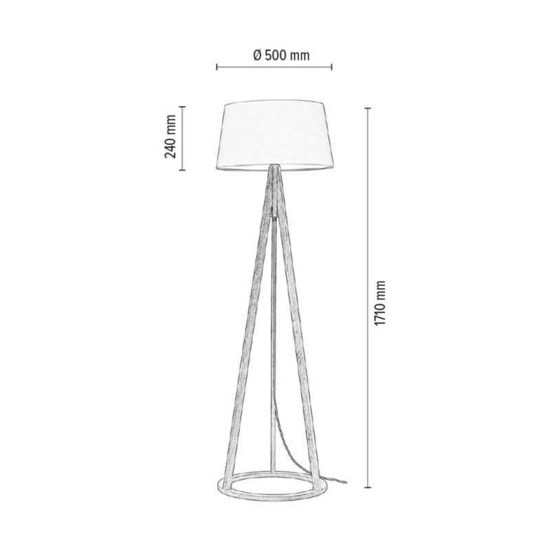 Drewniana Lampa Podłogowa SPOT Light 1xE27 Max.60W Dąb Olejowany FSC z Czarną Tkaniną, Polski Producent, 1 szt.