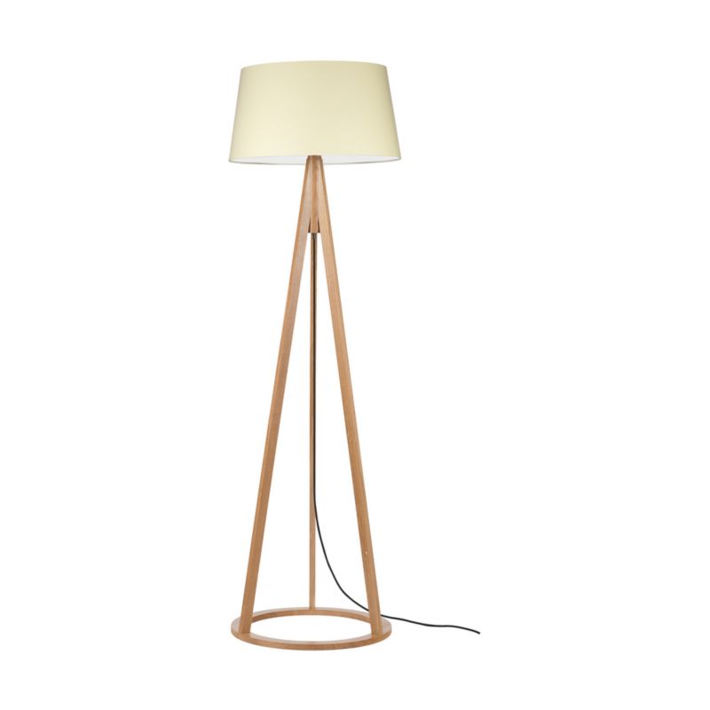 Drewniana Lampa Podłogowa SPOT Light 1xE27 Max.60W Dąb Olejowany FSC z Kremową Tkaniną, Polski Producent, 1 szt.