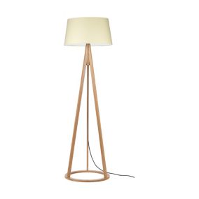 Drewniana Lampa Podłogowa SPOT Light 1xE27 Max.60W Dąb Olejowany FSC z Kremową Tkaniną, Polski Producent, 1 szt.