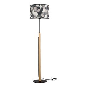 Drewniana Lampa Podłogowa SPOT Light 1xE27 Max.60W Dąb Olejowany FSC z Wielokolorowym Abażurem, Polski Producent, 1 szt.