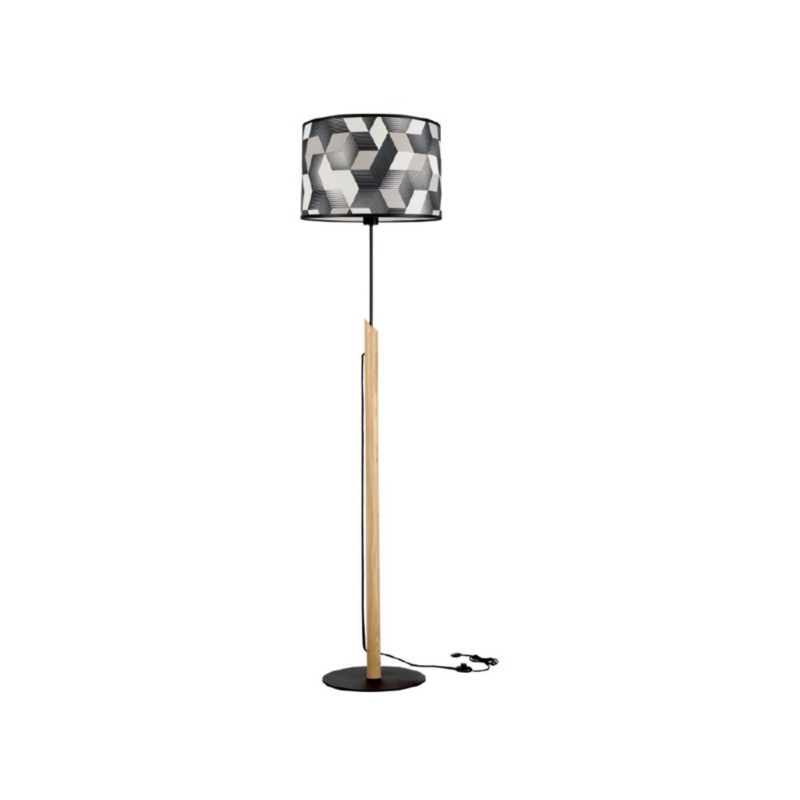 Drewniana Lampa Podłogowa SPOT Light 1xE27 Max.60W Dąb Olejowany FSC z Wielokolorowym Abażurem, Polski Producent, 1 szt.