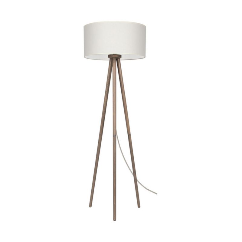 Drewniana Lampa Podłogowa SPOT Light  1xE27 Max.60W Sosna Szara FSC z Beżową Tkaniną, Polski Producent, 1 szt.
