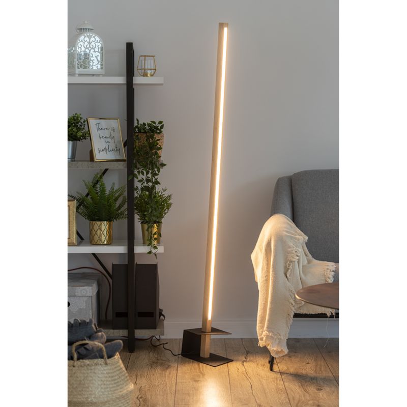 Drewniana Lampa Podłogowa SPOT Light 1xLED 24V Zintegrowany 19W Dąb Olejowany FSC z Akcentem Czerni, 1 szt.