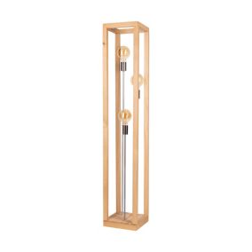 Drewniana Lampa Podłogowa SPOT Light  3xE27 Max.60W Dąb Olejowany FSC z Dodatkiem Chromu, Polski Producent, 1 szt.