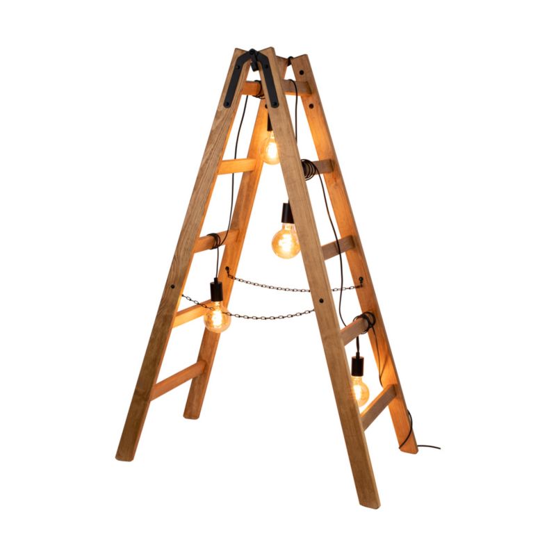 Drewniana Lampa Podłogowa SPOT Light 4xE27 Max.15W LED Drewno Sosnowe FSC z Akcentem Czerni, Polski Producent, 1 szt.