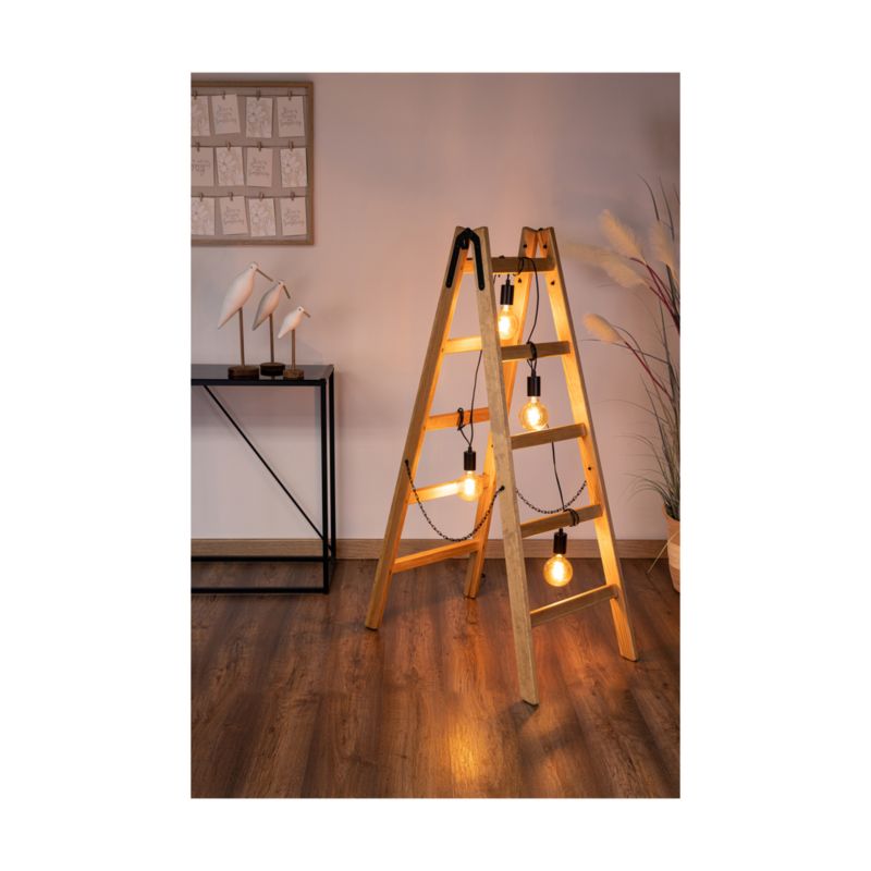 Drewniana Lampa Podłogowa SPOT Light 4xE27 Max.15W LED Drewno Sosnowe FSC z Akcentem Czerni, Polski Producent, 1 szt.