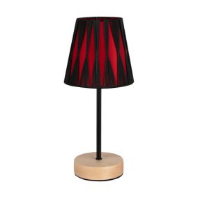 Drewniana Lampa Stołowa SPOT Light  1xE14 Max.40W Naturalna Brzoza FSC z Czerwono Czarnym akcentem, 1 szt.