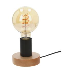 Drewniana Lampa Stołowa SPOT Light  1xE27 25W Naturalna Brzoza FSC z Akcentem Czerni, Polski Producent, 1 szt.