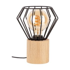 Drewniana Lampa Stołowa SPOT Light  1xE27 Max.15W LED Dąb Olejowany FSC z Akcentem Czerni, 1 szt.