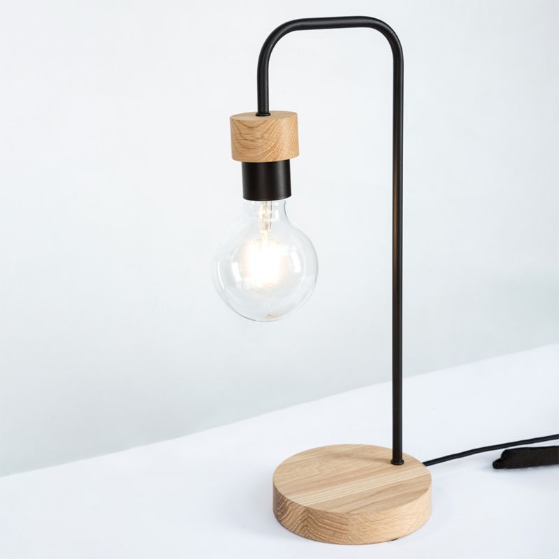 Drewniana Lampa Stołowa SPOT Light 1xE27 Max.25W Dąb Olejowany FSC w Industrialnym Stylu, Polski Producent, 1 szt.