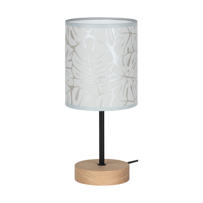 Drewniana Lampa Stołowa SPOT Light 1xE27 Max.25W Dąb Olejowany FSC w Kompozycji z Beżowym Abażurem, 1 szt.