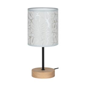 Drewniana Lampa Stołowa SPOT Light 1xE27 Max.25W Dąb Olejowany FSC w Kompozycji z Beżowym Abażurem, 1 szt.