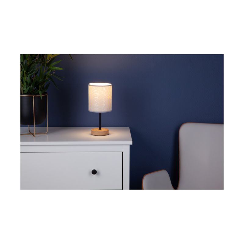 Drewniana Lampa Stołowa SPOT Light 1xE27 Max.25W Dąb Olejowany FSC w Kompozycji z Beżowym Abażurem, 1 szt.