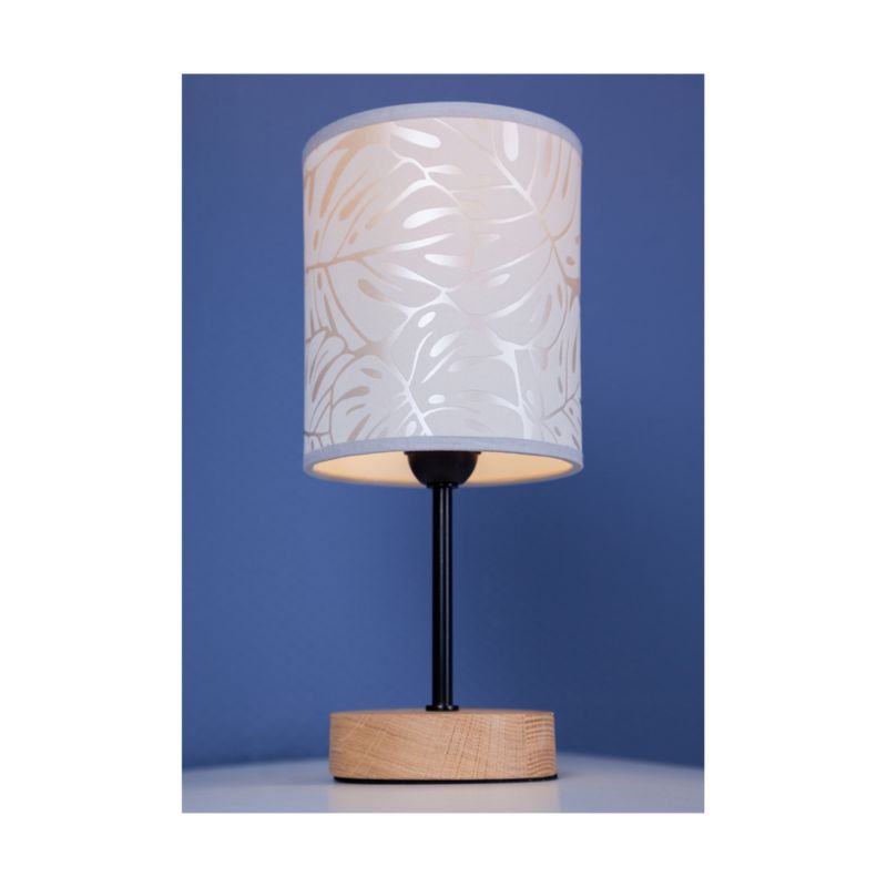 Drewniana Lampa Stołowa SPOT Light 1xE27 Max.25W Dąb Olejowany FSC w Kompozycji z Beżowym Abażurem, 1 szt.
