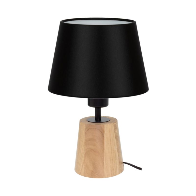Drewniana Lampa Stołowa SPOT Light 1xE27 Max.25W Dąb Olejowany FSC w Kompozycji z Czarnym Abażurem, 1 szt.
