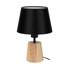 Drewniana Lampa Stołowa SPOT Light 1xE27 Max.25W Dąb Olejowany FSC w Kompozycji z Czarnym Abażurem, 1 szt.