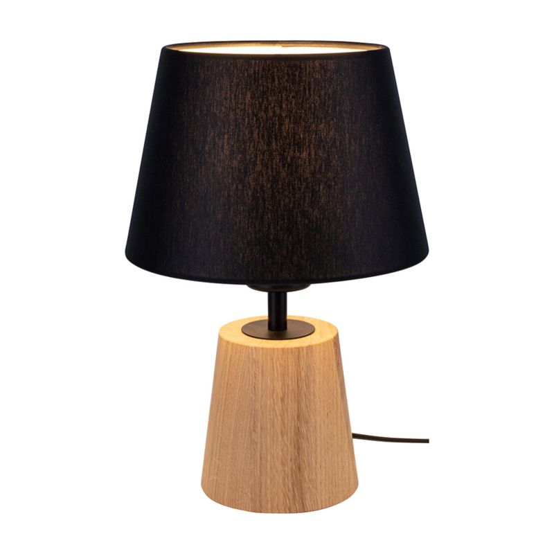 Drewniana Lampa Stołowa SPOT Light 1xE27 Max.25W Dąb Olejowany FSC w Kompozycji z Czarnym Abażurem, 1 szt.