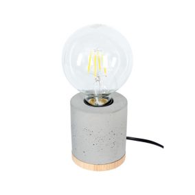 Drewniana Lampa Stołowa SPOT Light 1xE27 Max.25W Dąb Olejowany FSC w Kompozycji z Szarym Betonem Polski Producent 1 szt.