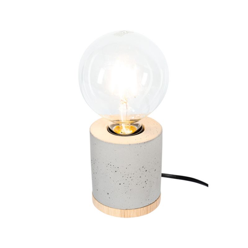 Drewniana Lampa Stołowa SPOT Light 1xE27 Max.25W Dąb Olejowany FSC w Kompozycji z Szarym Betonem Polski Producent 1 szt.