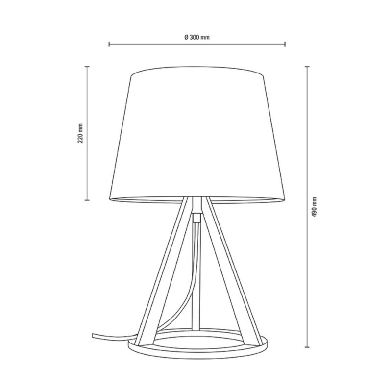 Drewniana Lampa Stołowa SPOT Light 1xE27 Max.25W Dąb Olejowany FSC z Białą Tkaniną, Polski Producent, 1 szt.