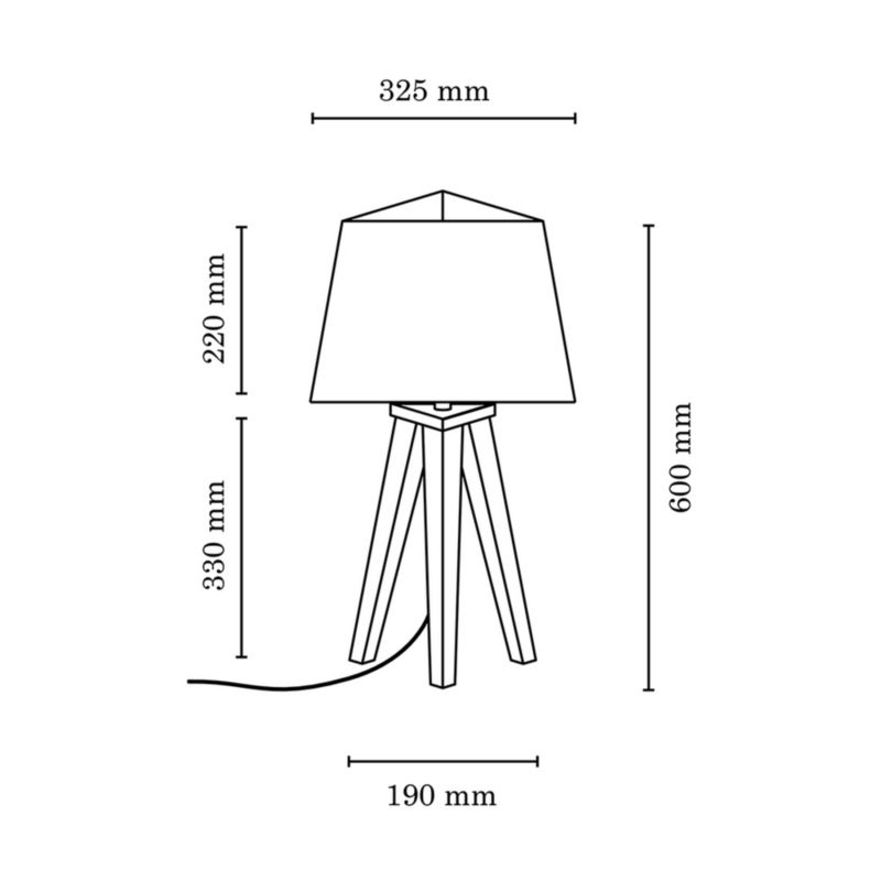 Drewniana Lampa Stołowa SPOT Light  1xE27 Max.25W Dąb Olejowany FSC z Brązową Tkaniną, Polski Producent, 1 szt.