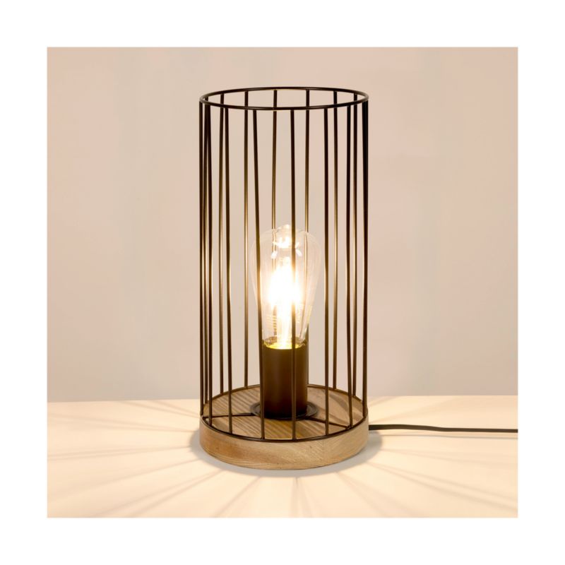 Drewniana Lampa Stołowa SPOT Light 1xE27 Max.25W Dąb Olejowany FSC z Czarnym Kloszem, Polski Producent, 1 szt.