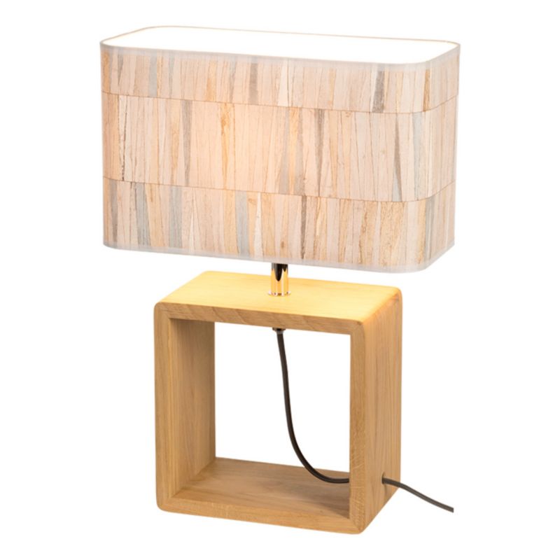 Drewniana Lampa Stołowa SPOT Light 1xE27 Max.25W Dąb Olejowany FSC z Wielokolorowym Abażurem, 1 szt.