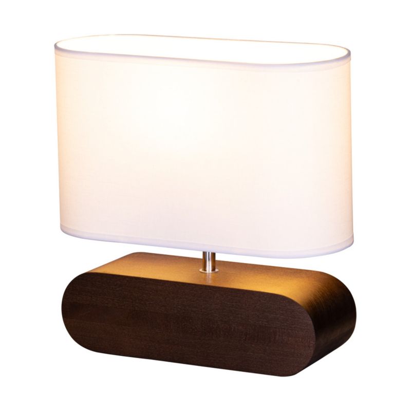 Drewniana Lampa Stołowa SPOT Light  1xE27 Max.25W Drewno Bukowe Orzechowe FSC z Białą Tkaniną, 1szt.