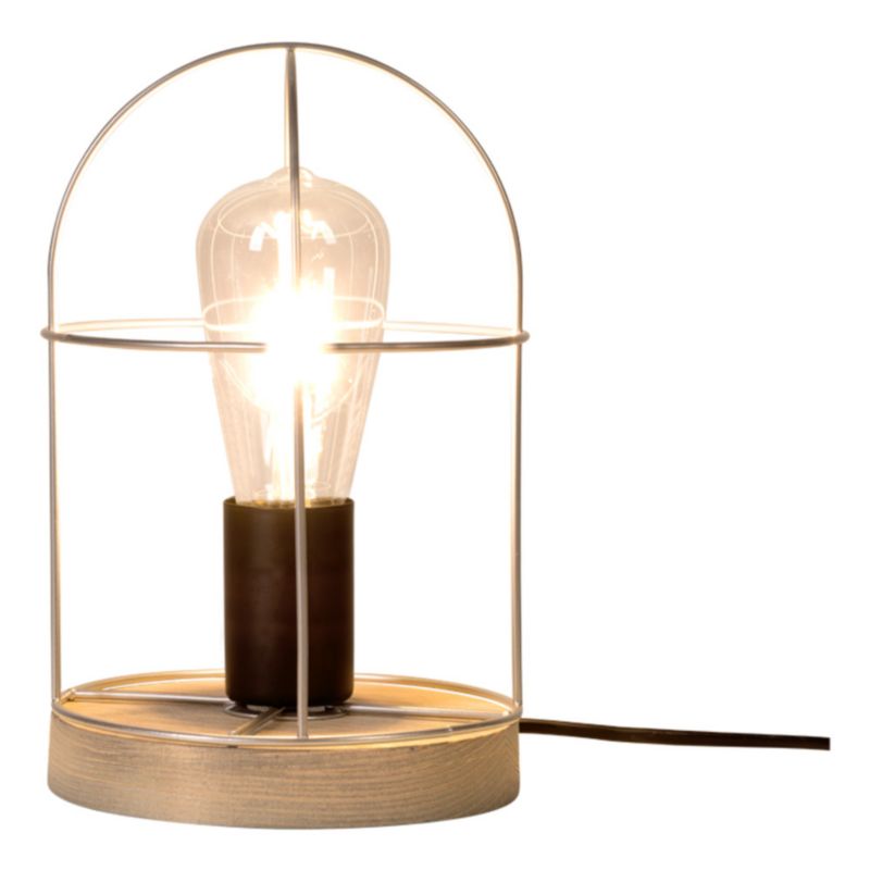 Drewniana Lampa Stołowa SPOT Light 1xE27 Max.25W Drewno Sosnowe Szare FSC z Akcentem Srebra, 1 szt.