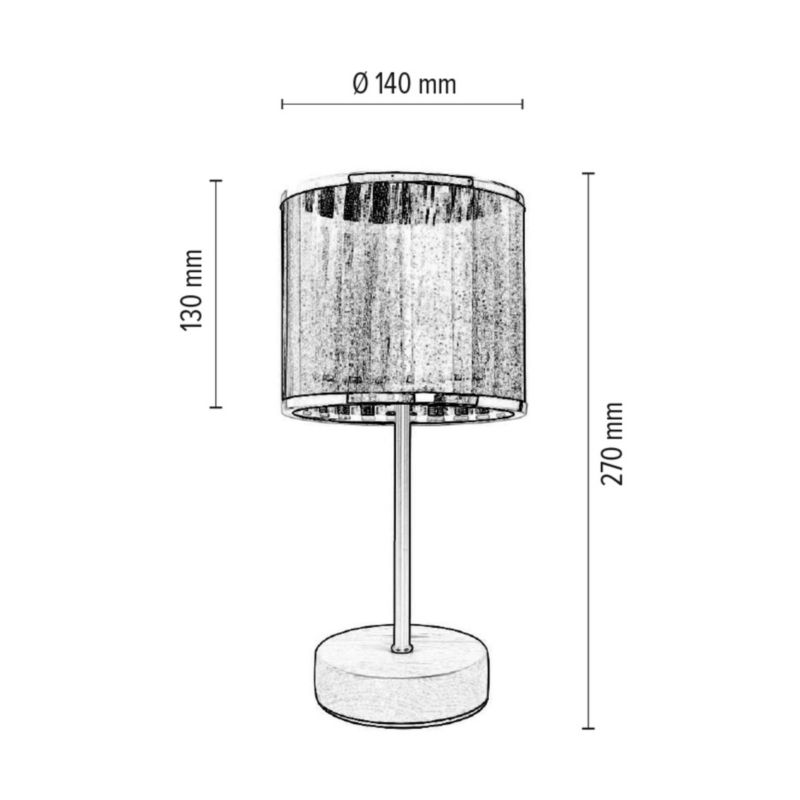 Drewniana Lampa Stołowa SPOT Light  1xE27 Max.25W Naturalna Brzoza FSC z Czarno Chromowaną Tkaniną, 1szt.