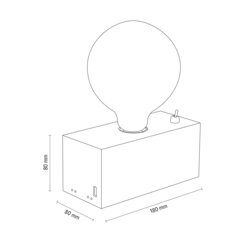 Drewniana Lampa Stołowa SPOT Light  1xE27 Max.25W Naturalna Brzoza FSC z Zintegrowaną Ładowarką USB, 1 szt.