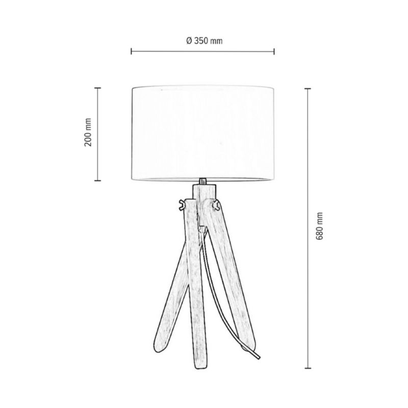 Drewniana Lampa Stołowa SPOT Light 1xE27 Max.40W Dąb Olejowany FSC , Biały Abażur, Polski Producent, 1 szt.
