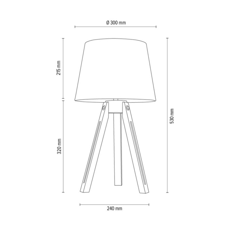 Drewniana Lampa Stołowa SPOT Light 1xE27 Max.40W Dąb Olejowany FSC z Białym Abażurem, Polski Producent, 1 szt.