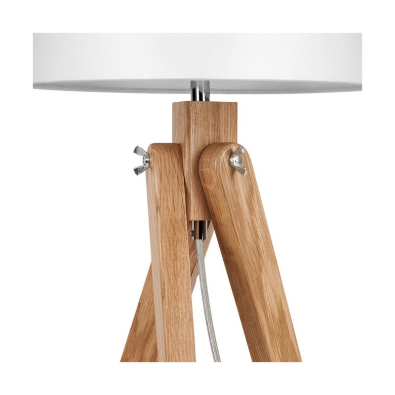 Drewniana Lampa Stołowa SPOT Light 1xE27 Max.40W Naturalne Drewno Dębowe FSC z akcentem Białego Abażuru, 1szt