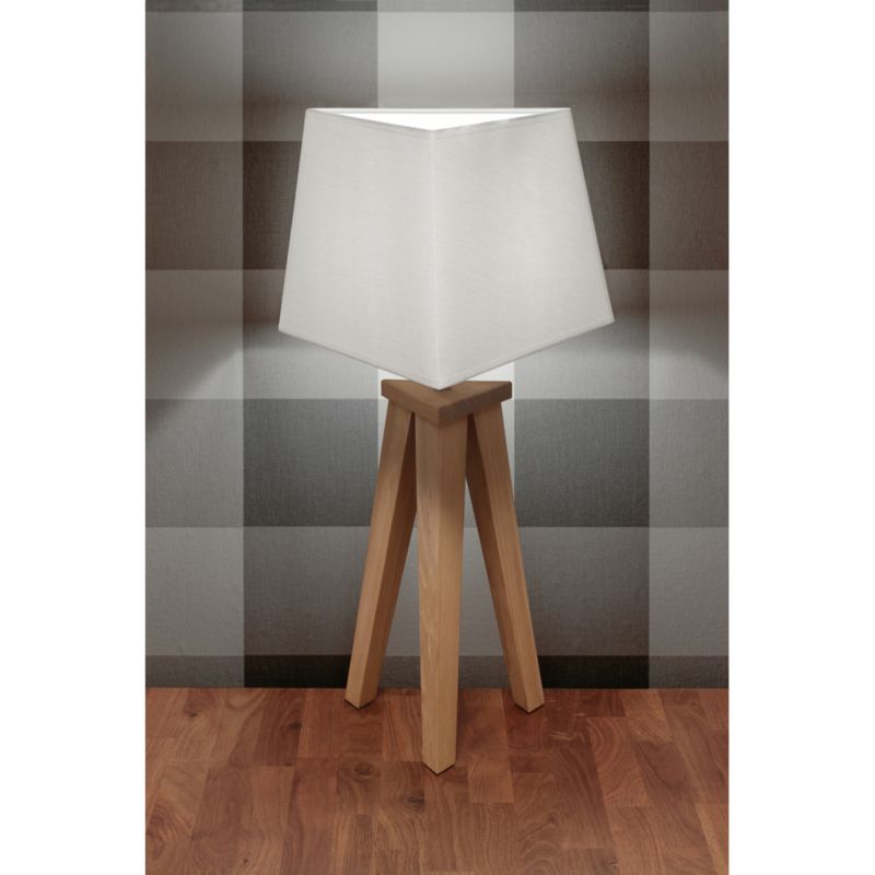 Drewniana Lampa Stołowa SPOT Light  1xE27 Max.60W Dąb Olejowany FSC, Biały Abażur, Polski Producent, 1szt.