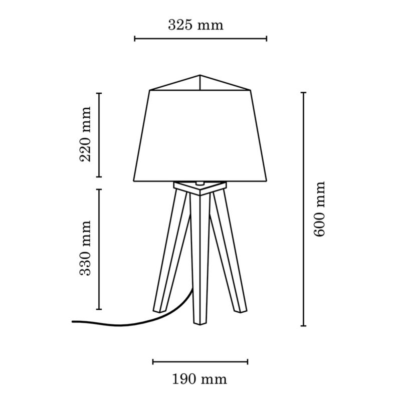 Drewniana Lampa Stołowa SPOT Light  1xE27 Max.60W Dąb Olejowany FSC, Biały Abażur, Polski Producent, 1szt.