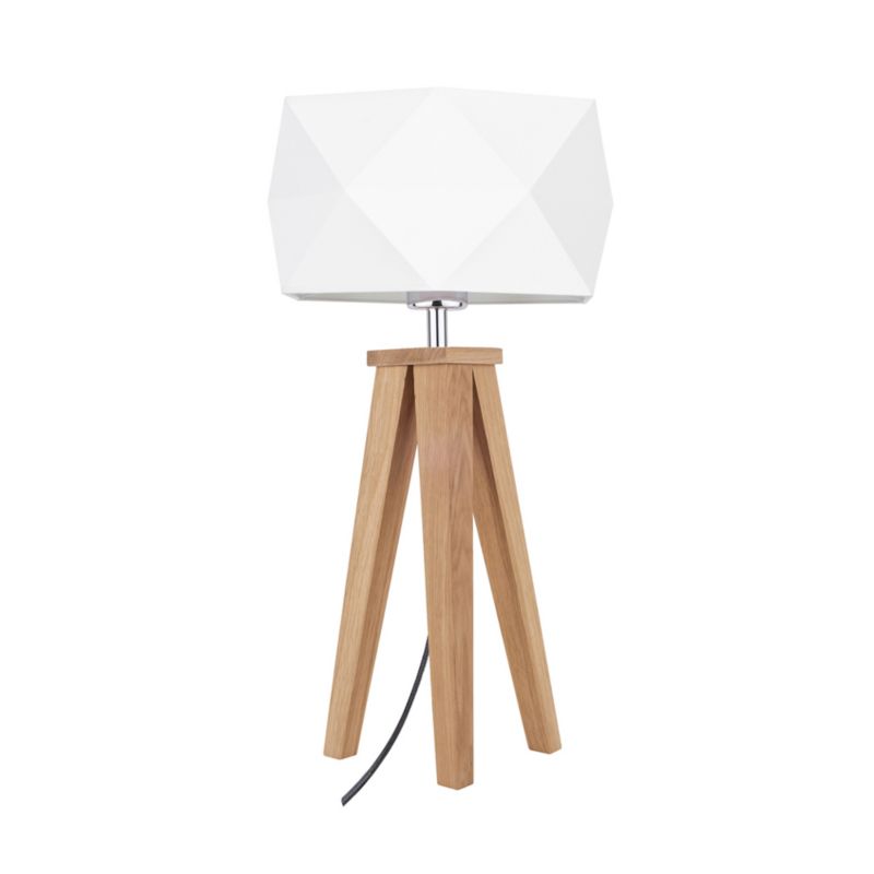 Drewniana Lampa Stołowa SPOT Light  1xE27 Max.60W Dąb Olejowany FSC z Białym Abażurem, Polski Producent, 1szt.